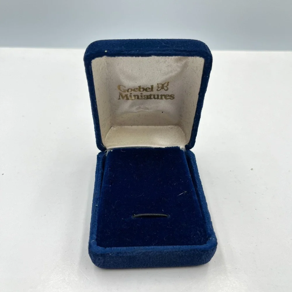 Vintage Goebel Miniatures Blue Velvet Jewelry Box Presentation Case Hinged